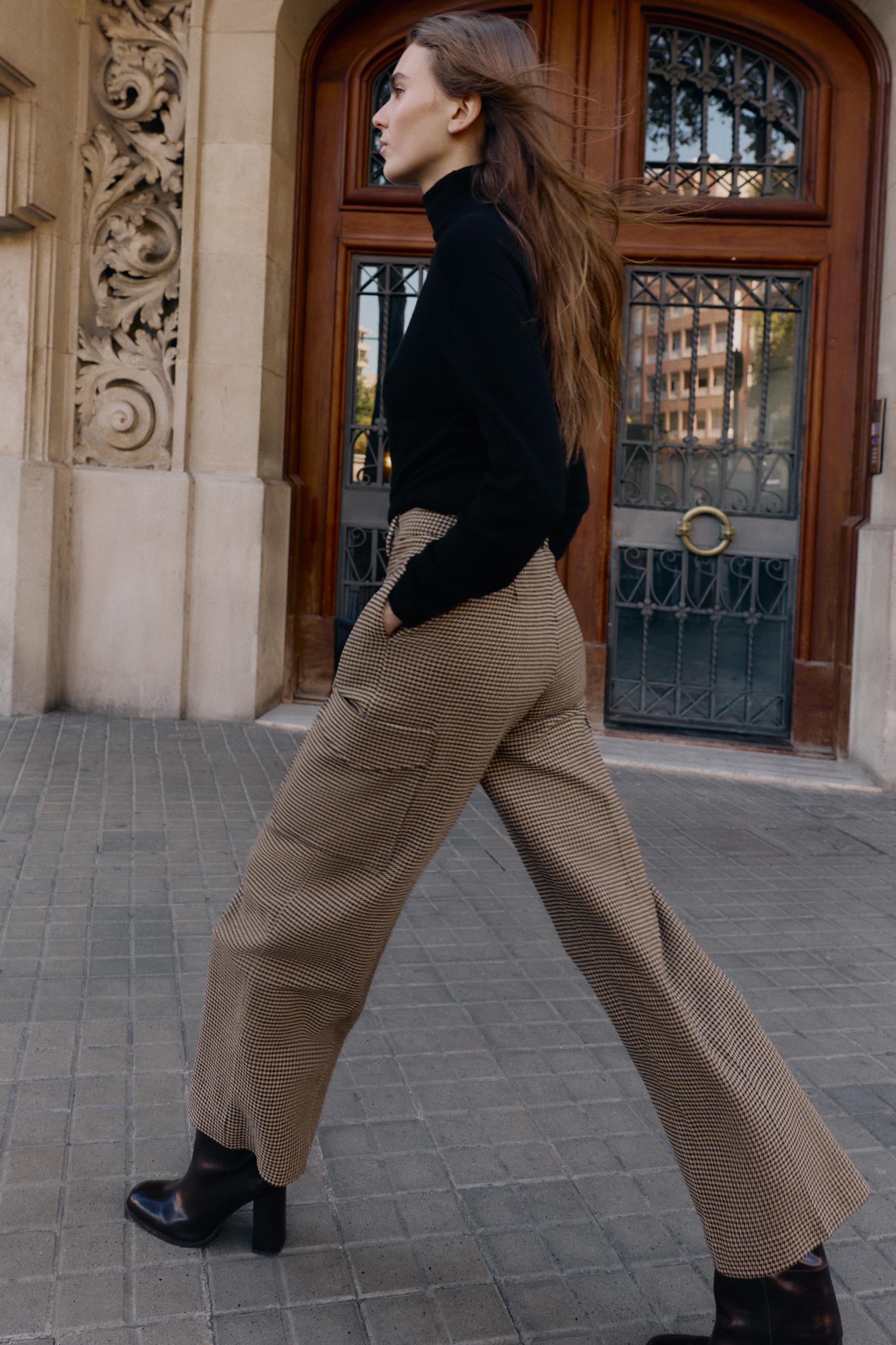 PANTALON CARGO PIED-DE-POULE